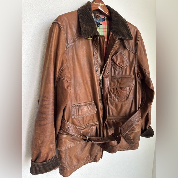 Polo Ralph Lauren Other - RARE Vintage Polo Ralph Lauren Brown Leather Jacket Biker Chore jacket hybrid XL